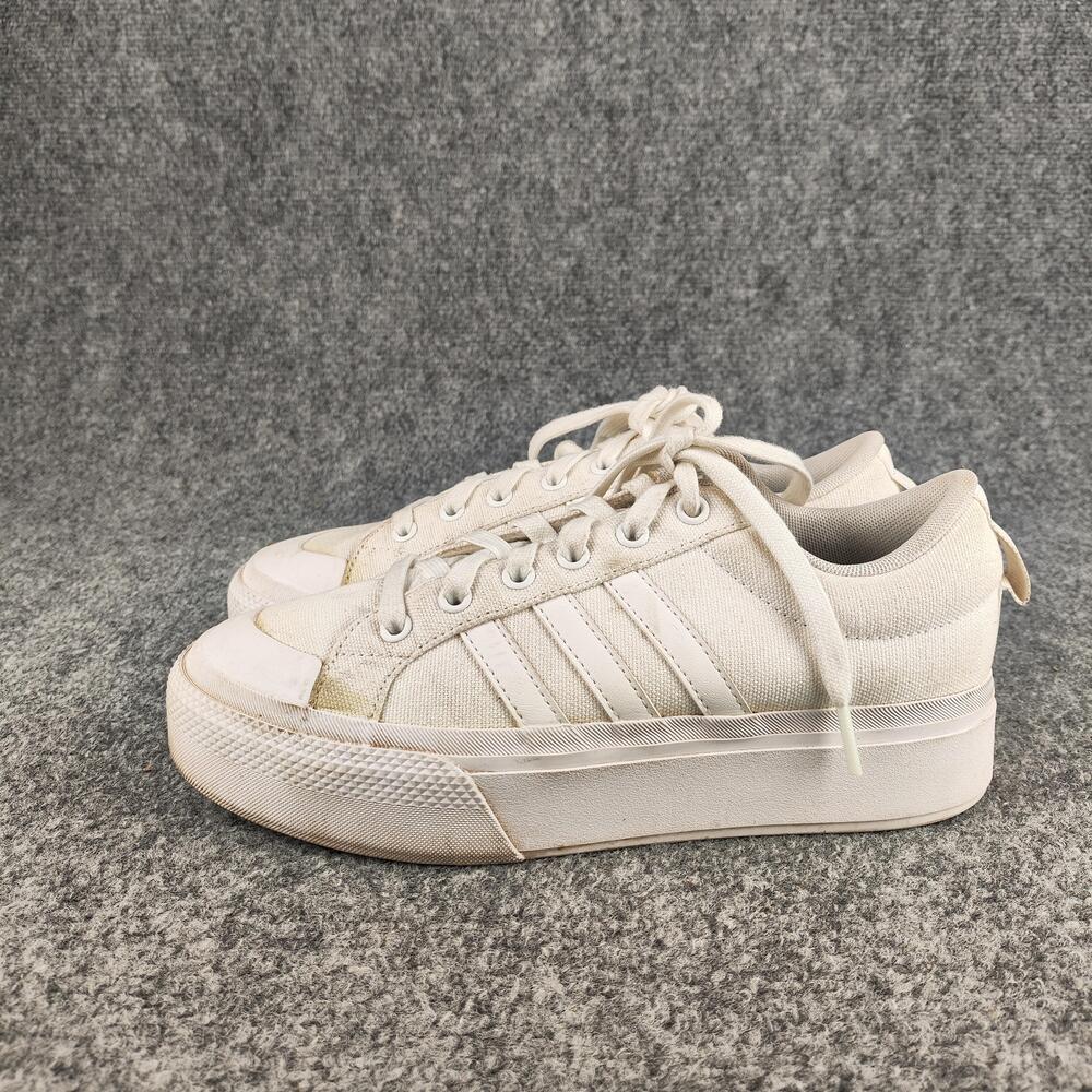 Adidas Shoes Womens Size 7.5 Beige Canvas Platform Casual Sneakers LYV 029001